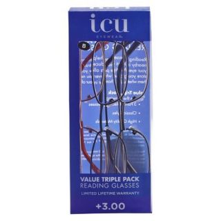 ICU 3 Pack Metal Reading Glasses   +1.25