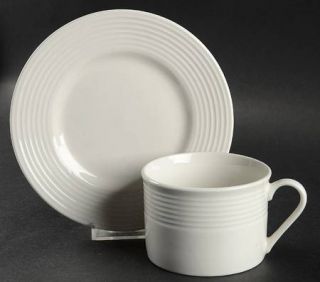 Gibson Designs Prospect Park Flat Cup & Saucer Set, Fine China Dinnerware   All