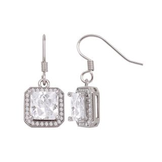 Bridge Jewelry Pure Silver Plated Micro Pave Cubic Zirconia Drop Earrings
