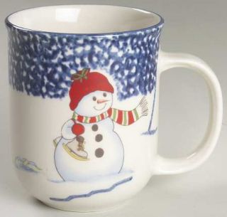Thomson Snowman Mug, Fine China Dinnerware   Blue Speckles On Half,Snowman/Cente