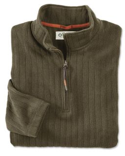 Rib Zip Pullover With Bracelet, Olive, X Large