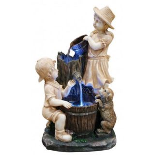 Alpine Playing Children Cascade Fountain with LED Light Multicolor   GIL846