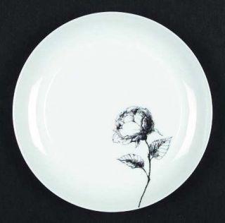Block China Rosa Salad Plate, Fine China Dinnerware   Espana, Black Rose,  No Tr