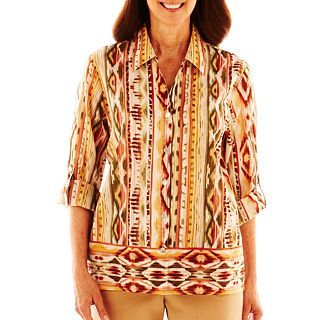 Alfred Dunner Birds Of Paradise Ikat Print Blouse