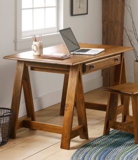 Rustic Wooden Desk With Sawhorse Legs