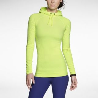 Nike Pro Hyperwarm Fitted Seamless Pullover Womens Hoodie   Volt