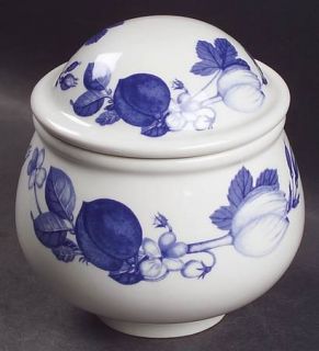 Portmeirion Harvest Blue Sugar Bowl & Lid, Fine China Dinnerware   Blue Flowers