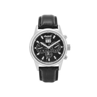 INGERSOLL Gatsby Mens Vintage Style Silver Tone Automatic Strap Watch, Black