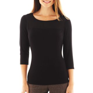 Worthington 3/4 Sleeve Sleeve Top, Black