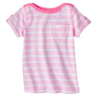Cherokee Infant Toddler Girls Short Sleeve Striped Tee   Dazzle Pink 2T