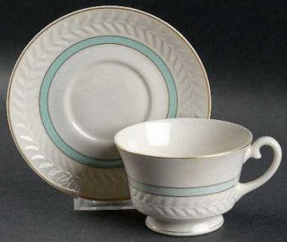 Haviland Brighton Turquoise Footed Cup & Saucer Set, Fine China Dinnerware   New