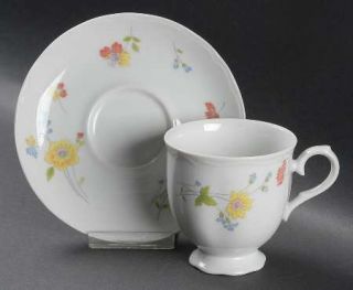 International Meadowbrook Footed Cup & Saucer Set, Fine China Dinnerware   Yello