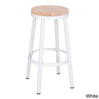 Modern 30 inch Round Backless Metal Barstool With Footrest