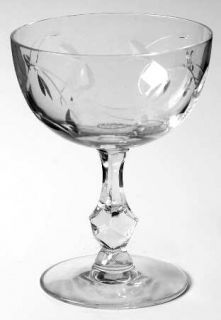 Tiffin Franciscan Petite Liquor Cocktail   Stem #17524, Cut Plant Design On Bowl