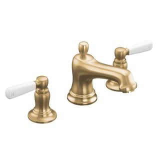 Kohler Bancroft Widespread Lavatory Faucet With White Ceramic Lever Handles