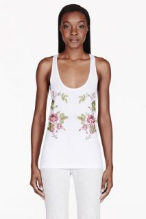 Mcq Alexander Mcqueen White Embroidered Rose Tank Top
