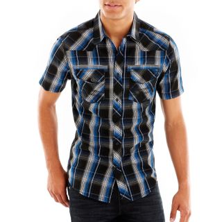 Chalc Plaid Woven Shirt, Blue, Mens