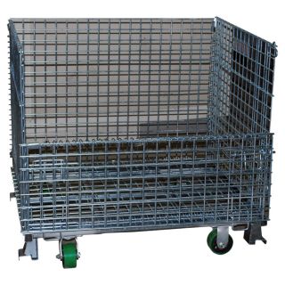 Atlas Collapsible Wire Mesh Extra Large Basket with Casters   4,000 Lb.