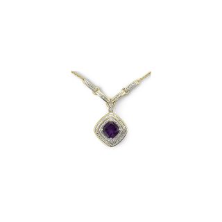 Gold Plated Sterling Silver Amethyst & Diamond Accent Necklace, Womens