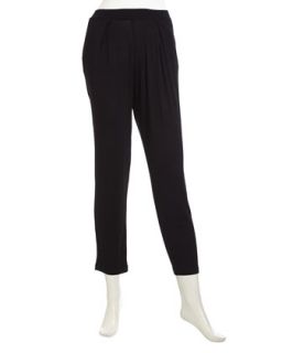 Pleated Front Jersey Pants, Black