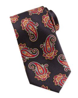 Paisley Pattern Silk Tie, Black