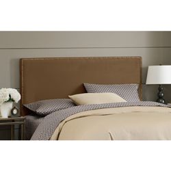 Wrightwood King size Chocolate Micro suede Nail Button Headboard