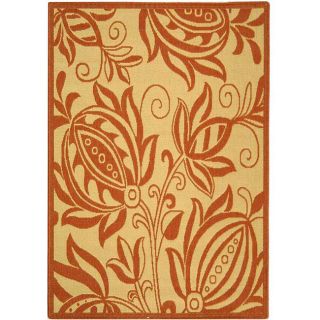 Indoor/ Outdoor Andros Natural/ Terracotta Rug (27 X 5) (IvoryPattern FloralMeasures 0.25 inch thickTip We recommend the use of a non skid pad to keep the rug in place on smooth surfaces.All rug sizes are approximate. Due to the difference of monitor co