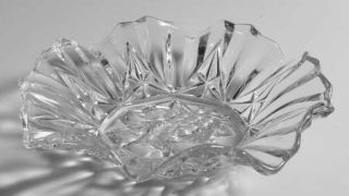 Federal Glass  Pioneer Clear Crimped Round Bowl   Clear & Frosted,  Pressed Frui