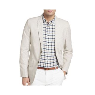 Izod Seersucker Gingham Blazer, Cedarwood Khaki, Mens