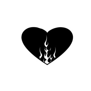 Flaming Heart Vinyl Wall Art Decal (BlackEasy to apply; instructions includedDimensions 22 inches wide x 35 inches long )