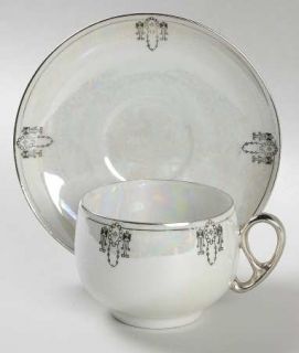 Oakland Colonial Flat Cup & Saucer Set, Fine China Dinnerware   Silver Design, I