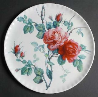 Roy Kirkham English Rose (Ribbed, No Trim) Cake Plate, Fine China Dinnerware   B