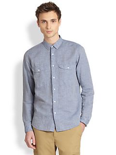 Theory Jugen Cotton/Linen Sportshirt   Chambray