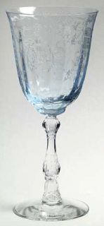 Fostoria Navarre Blue Water Goblet   Stem #6016, Etch #327, Blue Bowl