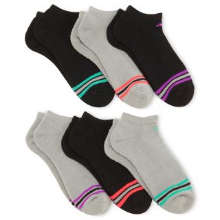 Adidas 6 pk. Striped No Show Socks, Black/Gray, Womens