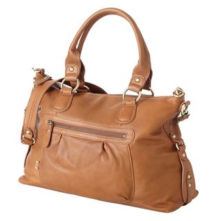Oioi Tan Leather Slouch Tote Diaper Bag