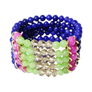 ZOË + SYD Green & Pink Jade Multi Row Bracelet, Womens