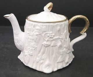 Royal Stafford Old English Oak Gold Small Teapot & Lid, Fine China Dinnerware  