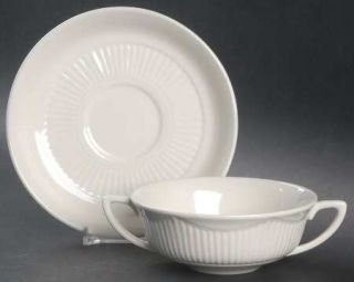 Adams China Empress Flat Cream Soup Bowl & Saucer Set, Fine China Dinnerware   W