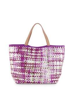 Callie Woven PVC Tote Bag, Purple