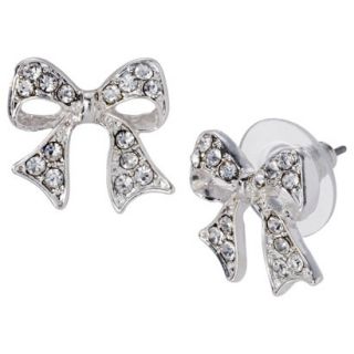 Pave Bow Earrings   Silver