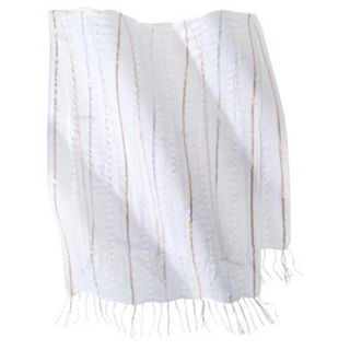 Merona Diamond Cut Out Scarf with Gold and Silver Stripes   White