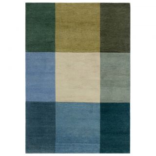 Hand knotted Geometric Light Turquoise Wool Rug (3 X 6)