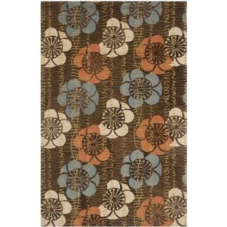 Handmade Blossom Brown Wool Rug (4 X 6)