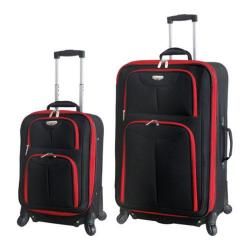 Travelers Club Dublin 2 Piece Expandable 4 wheel Luggage Set Black/red
