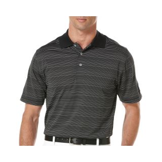 Pga Tour Striped Polo Shirt, Caviar, Mens