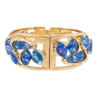 10021  Kara Ross Blue Resin & Crystal Twisted Fragment Bangle Bracelet, Womens