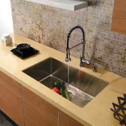 Vigo Undermount Fully Undercoated Stainless steel Kitchen Sink, Faucet And Dispenser