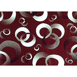 Generations Red Abstract Circle Rug (79 X 105)