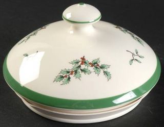 Spode Christmas Tree Green Trim Cookie Jar Lid, Fine China Dinnerware   Newer Ba